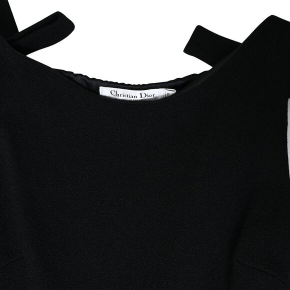 Dior Bow-Accent Midi Tulip Dress in Black Wool - Picture 5 of 5